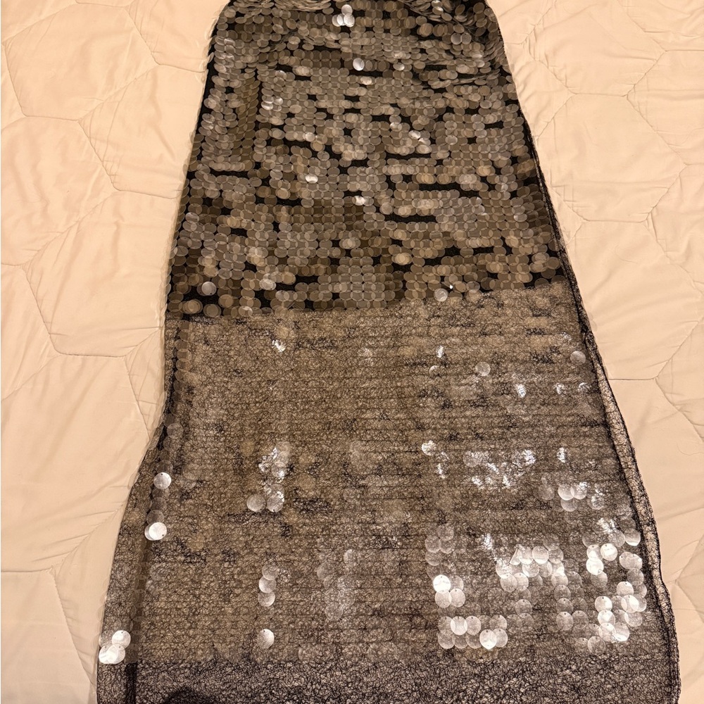 Mango Black and Silver Sequin Dress